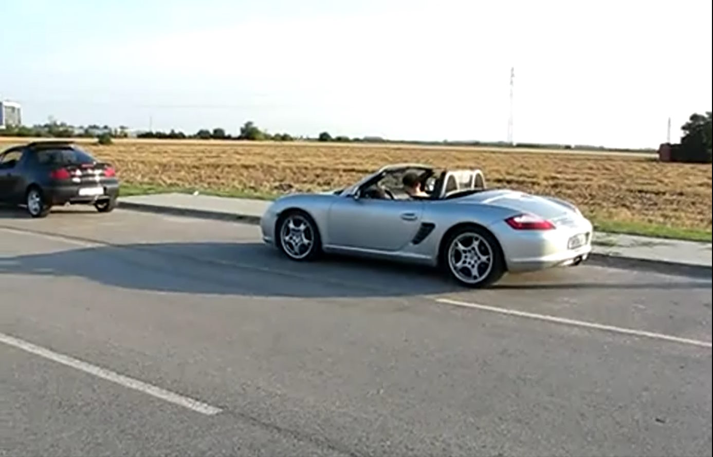 Delorean drives porsche